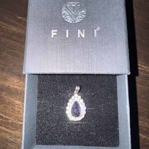 Fini Tanzenite & Silver with Swarovski crystal pendant
